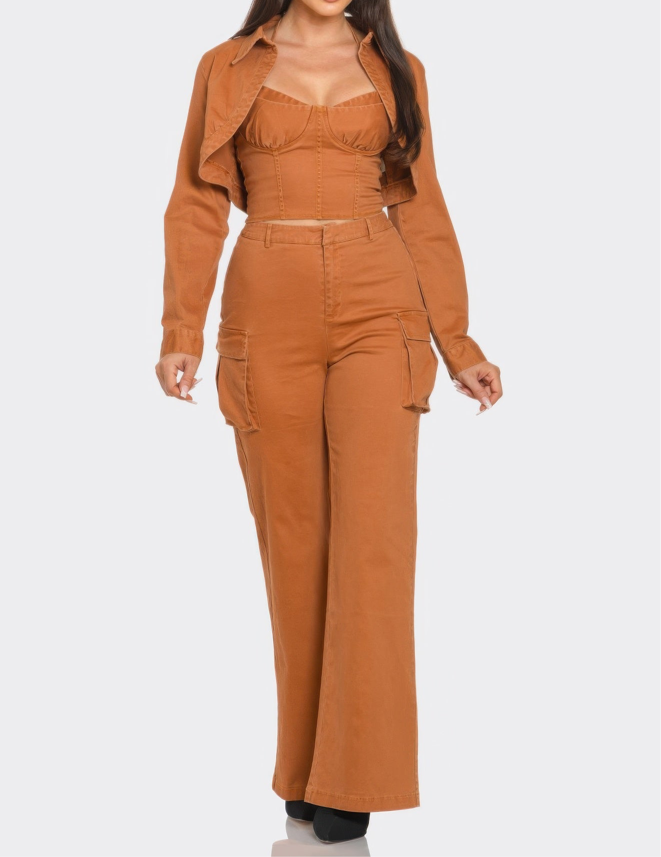 Crop Jacket 3pcs Set