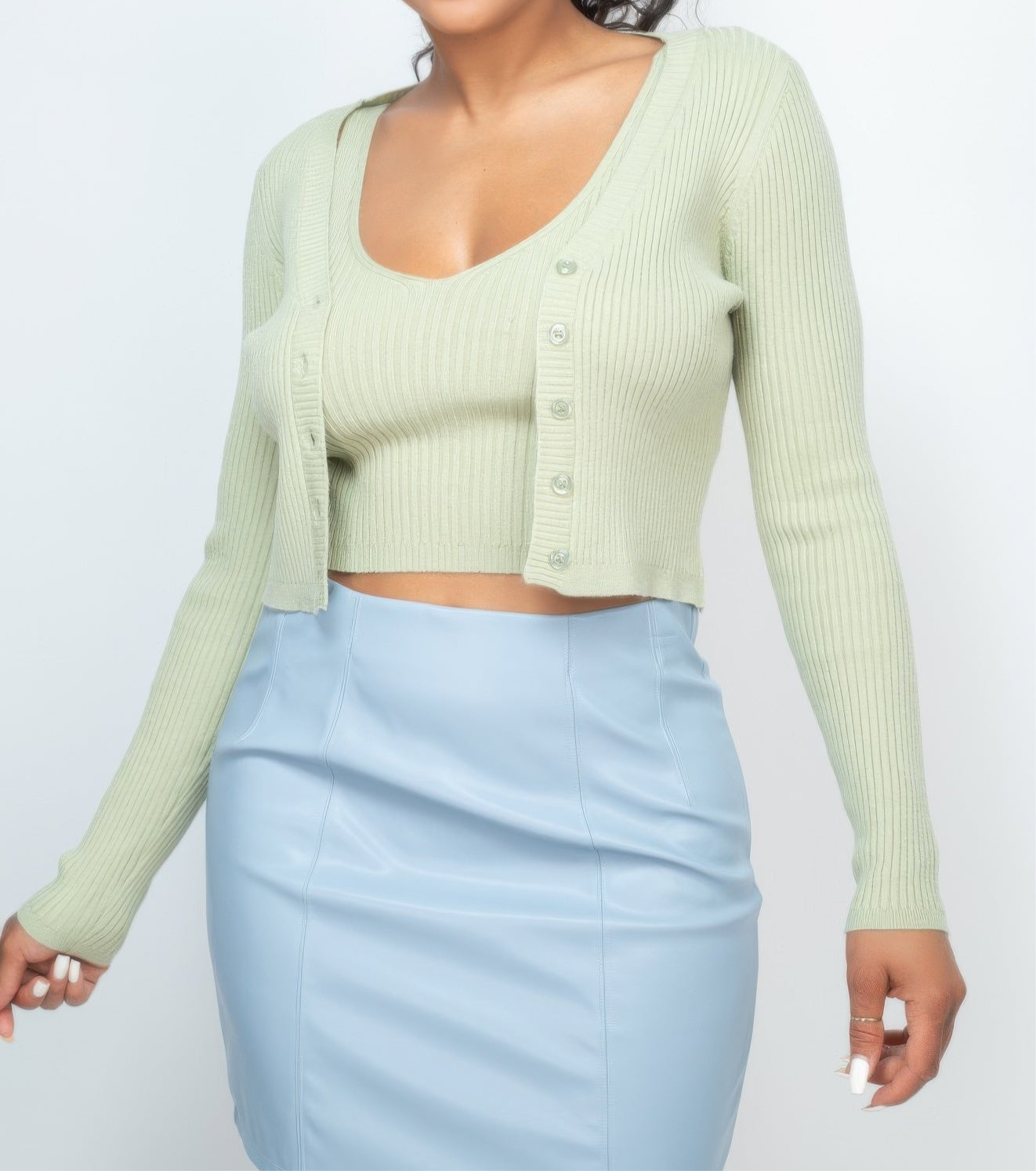 Crop Tank Top & Cardigan Sweater Set