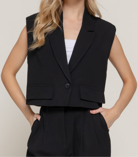 Lapel Collar W/shoulder Pads Vest