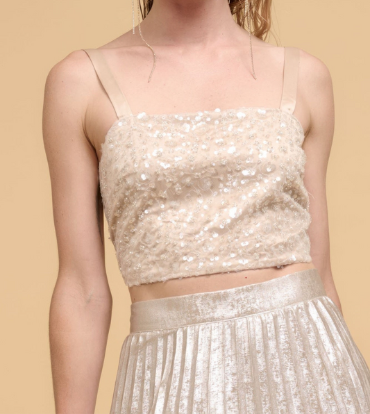 Floral Sequins Crop Top