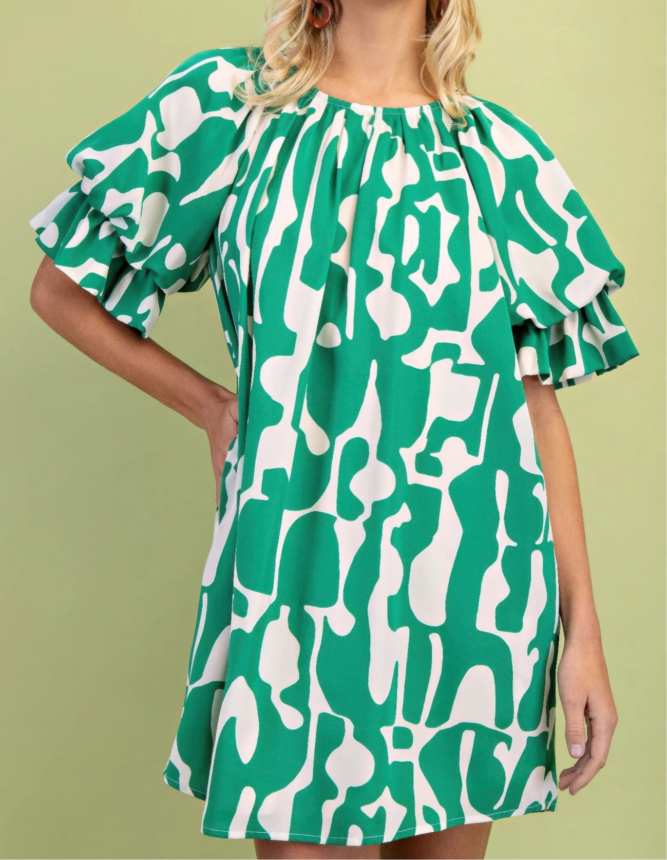 Geometric Print Loose Fit Mini Dress