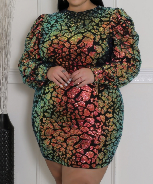 Non-stretch Round Neckline Dress