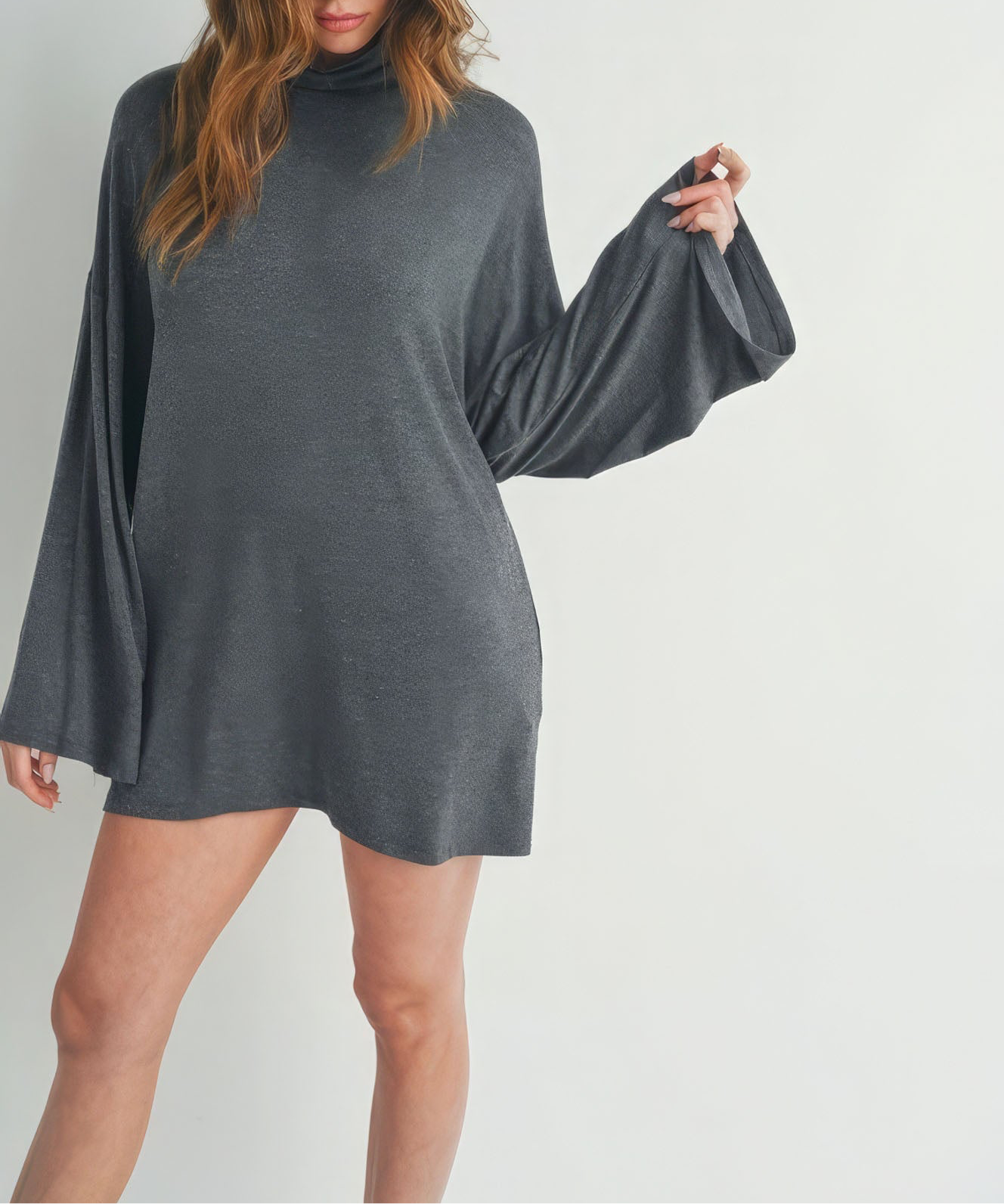 Bell Sleeve Turtle Neck Dress