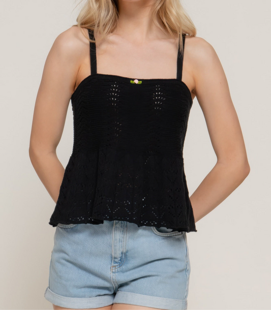 Flower Trim Pointelle Spring Sweater