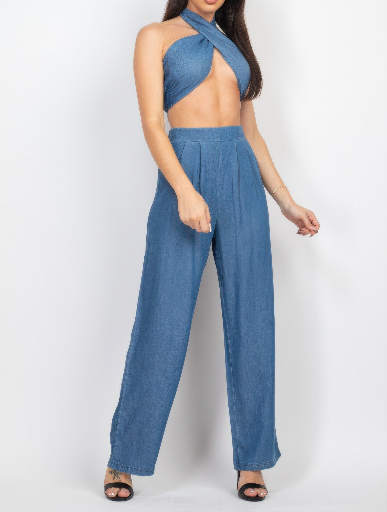Tube Tied Top & Wide Pants Set