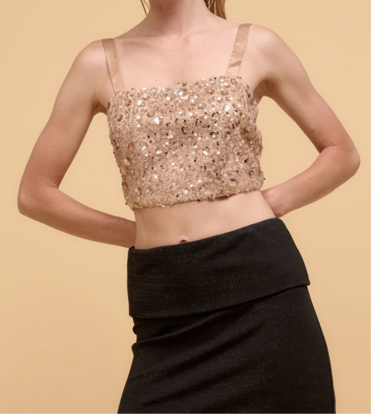 Floral Sequins Crop Top