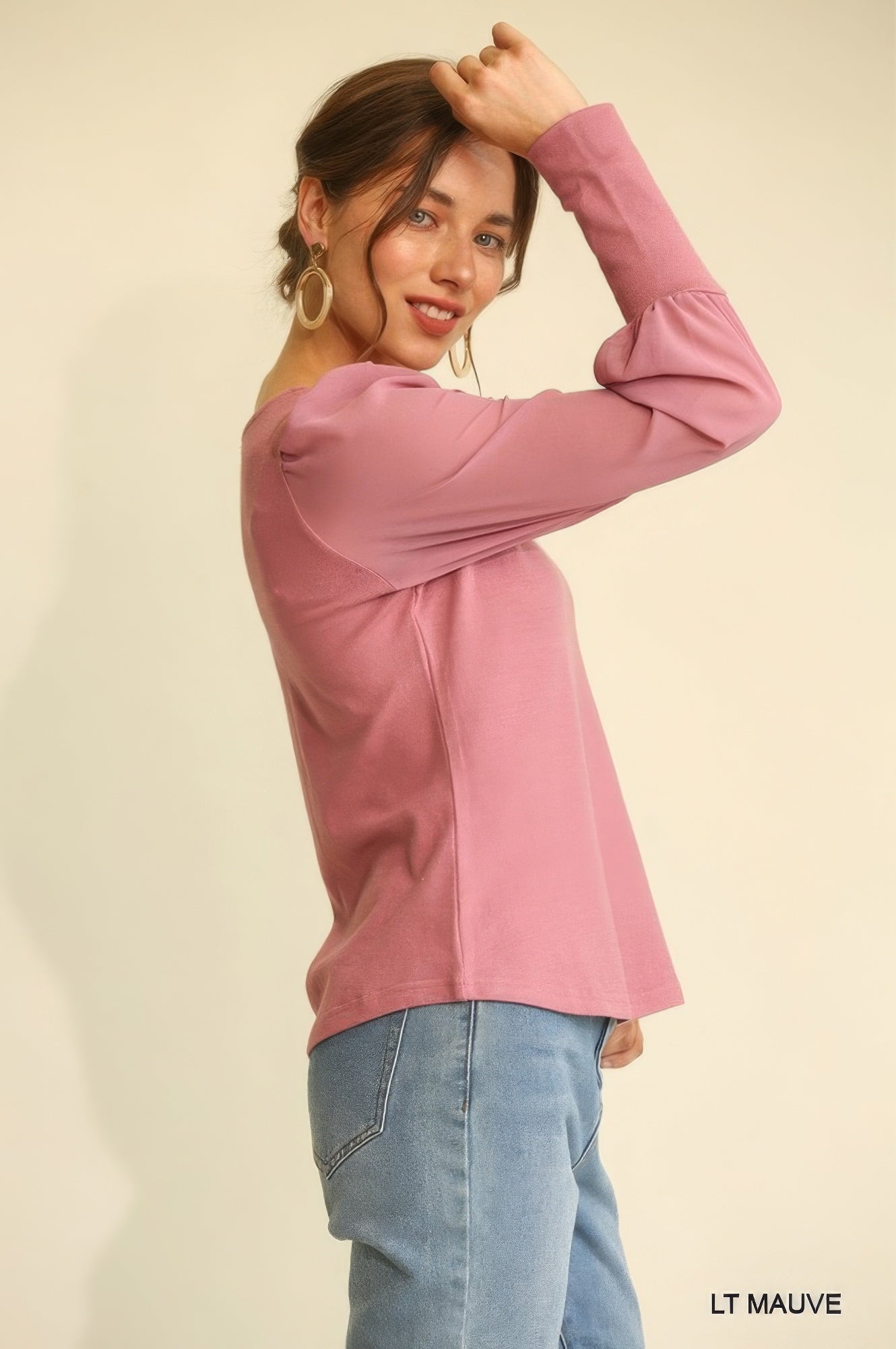 Solid Knit And Chiffon Mixed Top