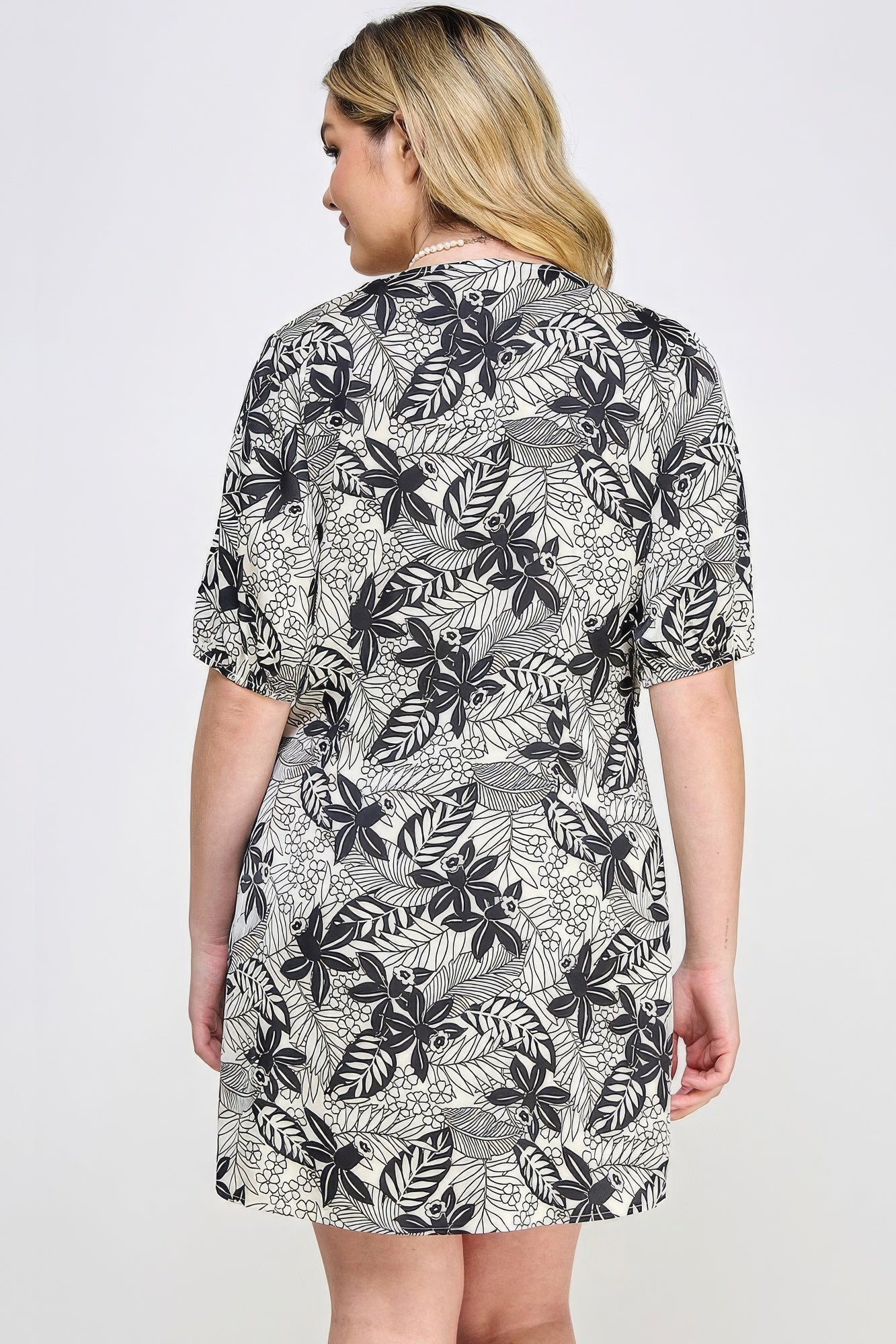 Botanical Print Front Tie Dress