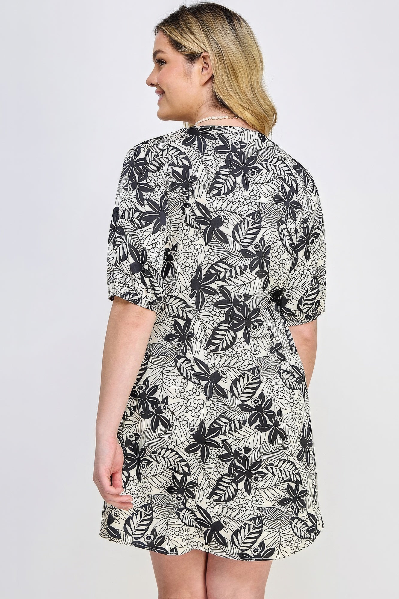 Botanical Print Front Tie Dress