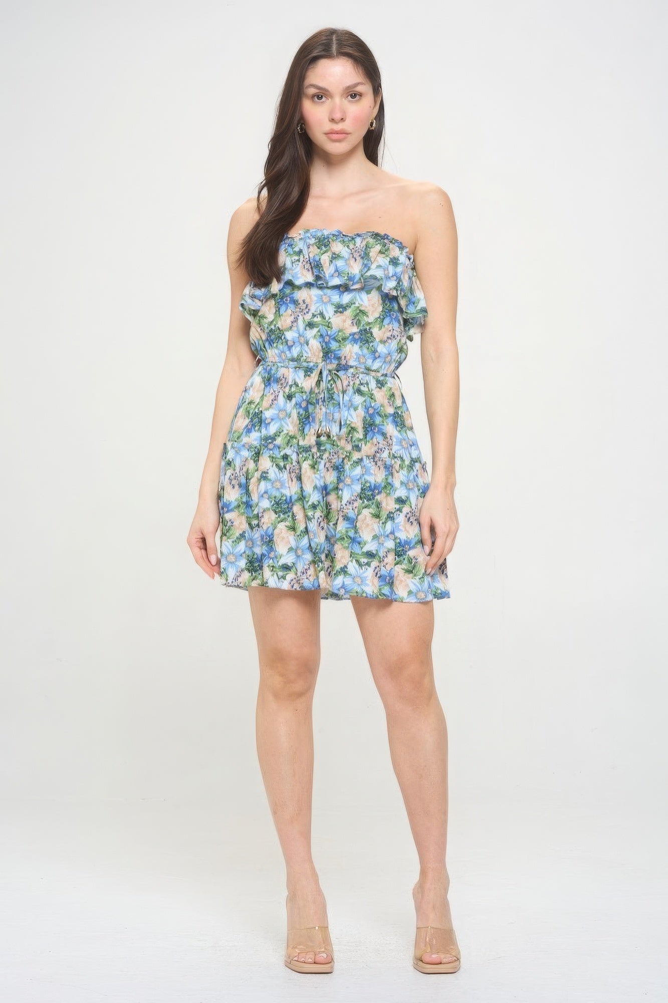 Berry Flower Ruffle Mini Dress