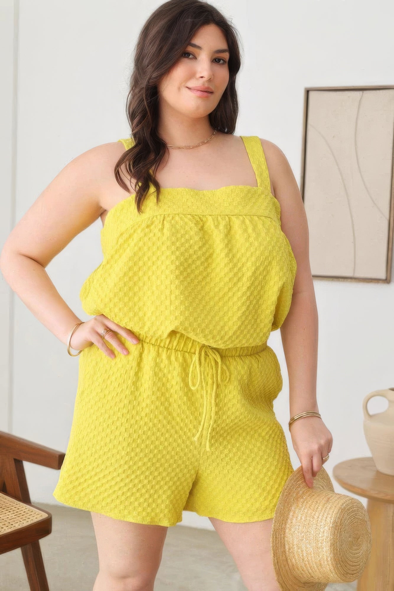 Textured Top Elastic Waist Short Sets