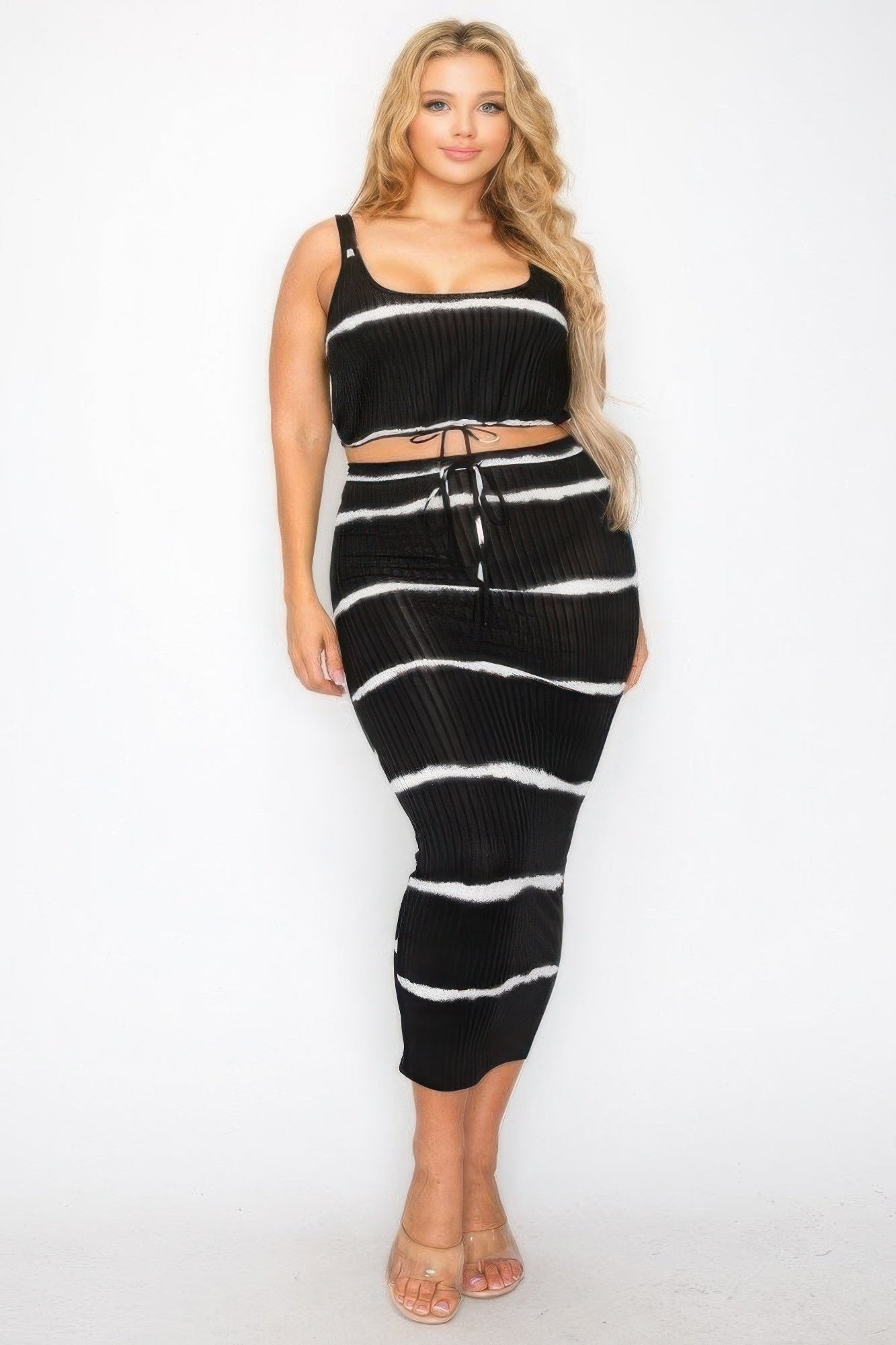 Tie Dye Stripe 2 Piece Skirt Set