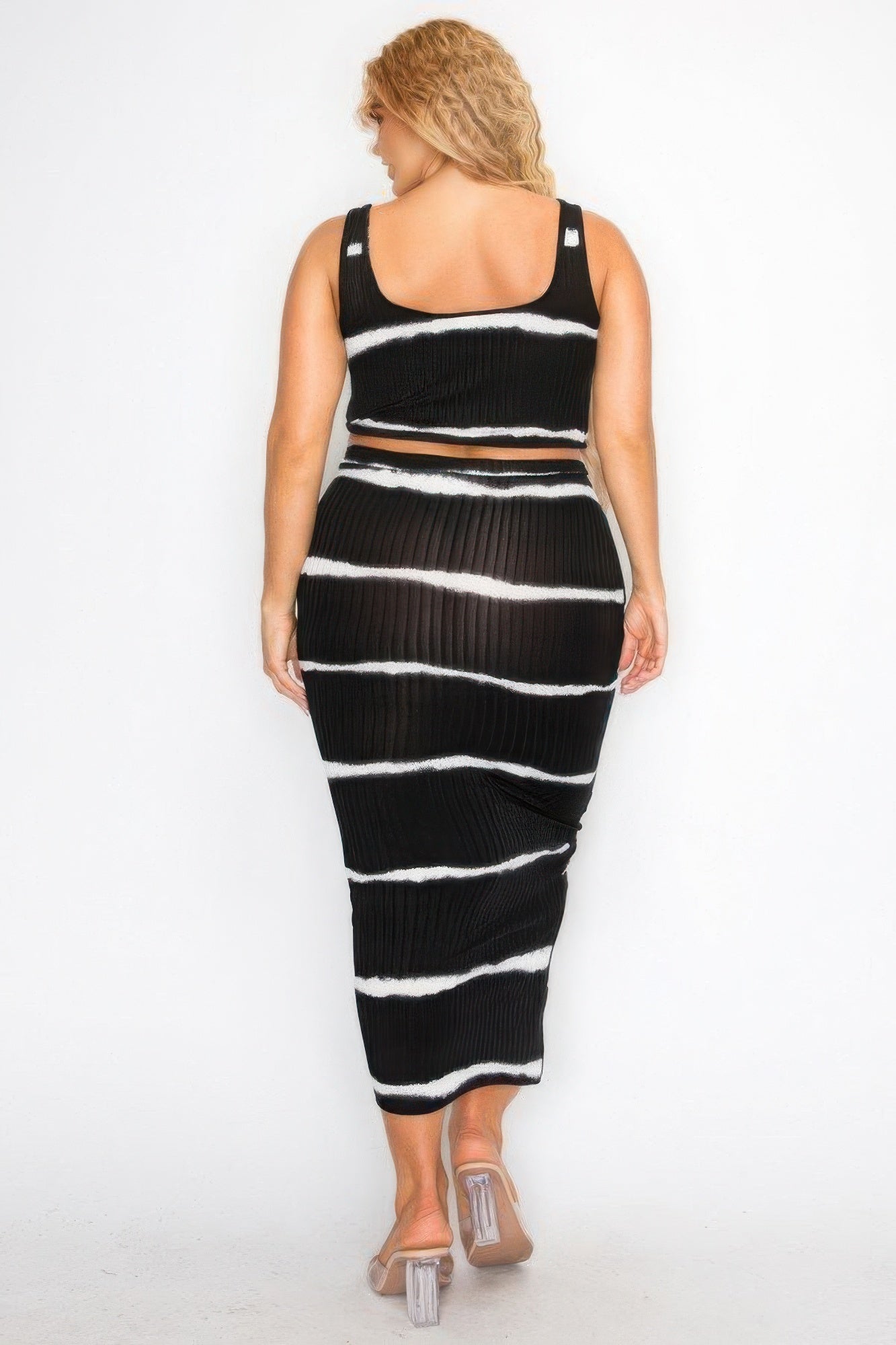 Tie Dye Stripe 2 Piece Skirt Set