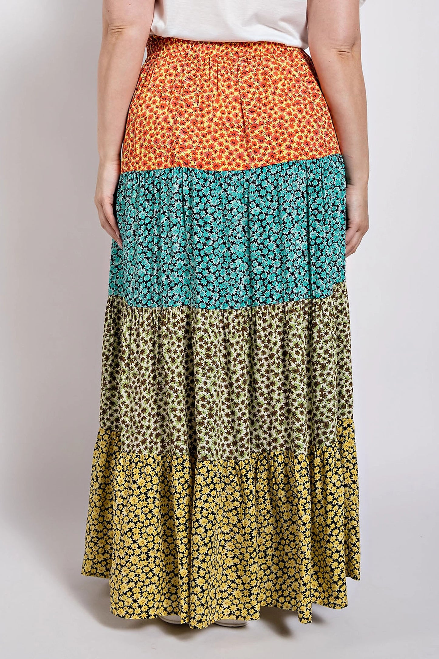 Ditsy Floral Color Block Skirt