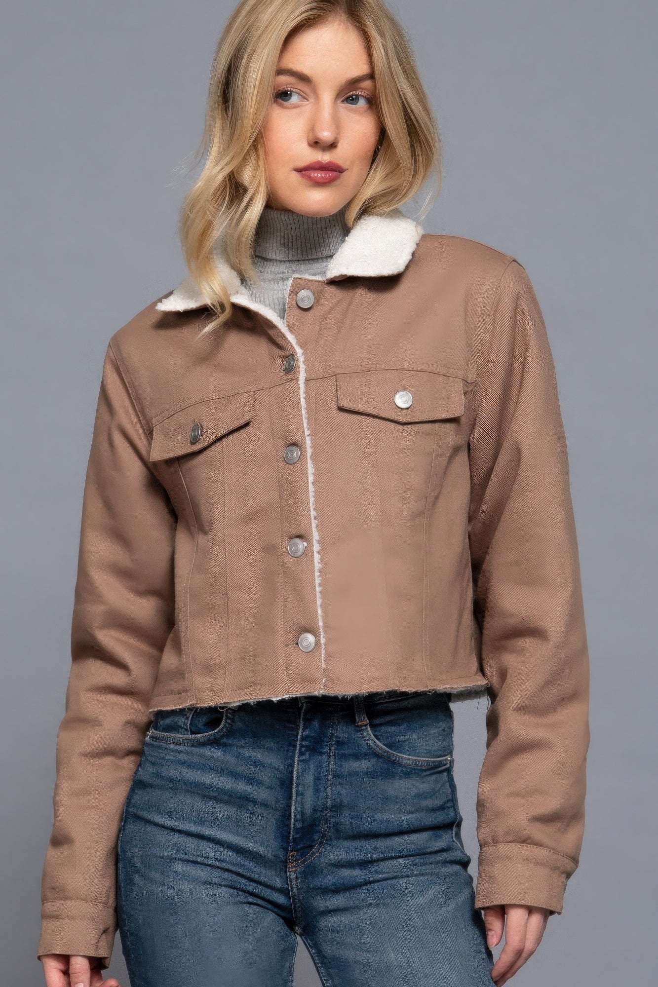 Sherpa-lined Twill Jacket