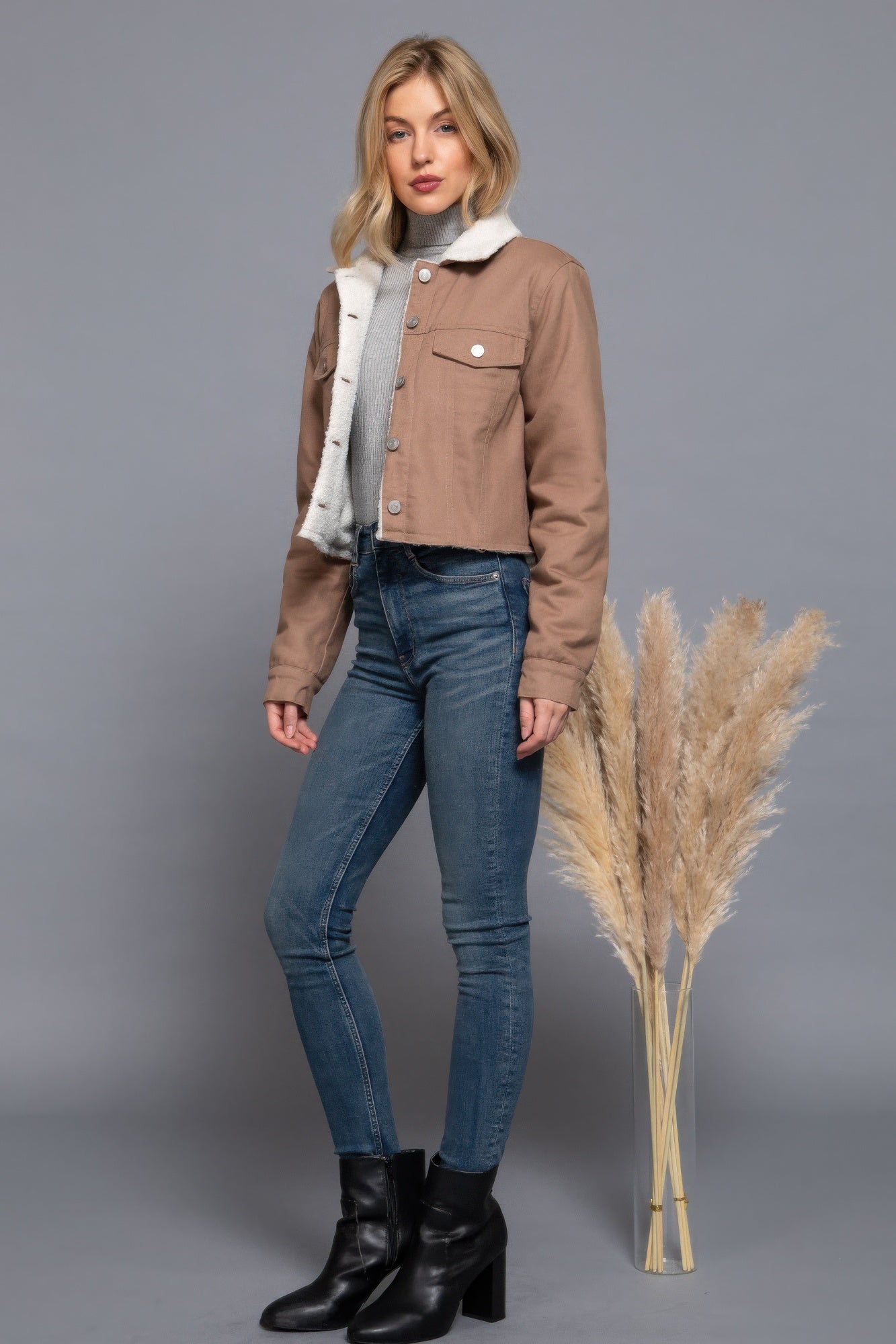Sherpa-lined Twill Jacket