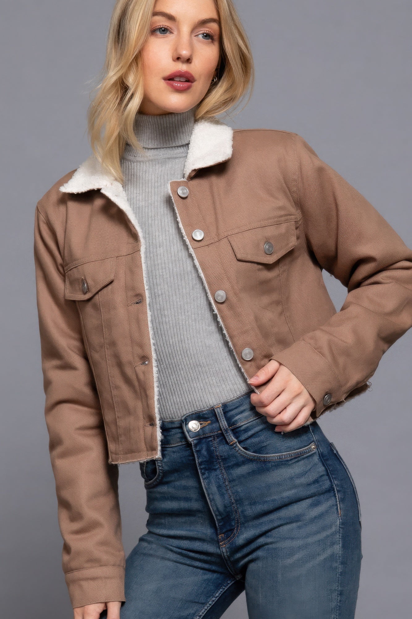 Sherpa-lined Twill Jacket