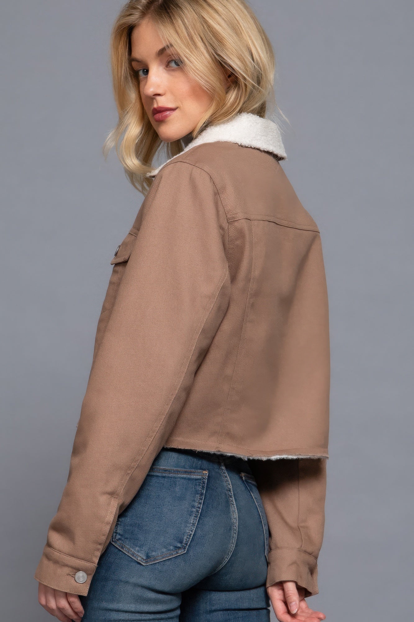 Sherpa-lined Twill Jacket