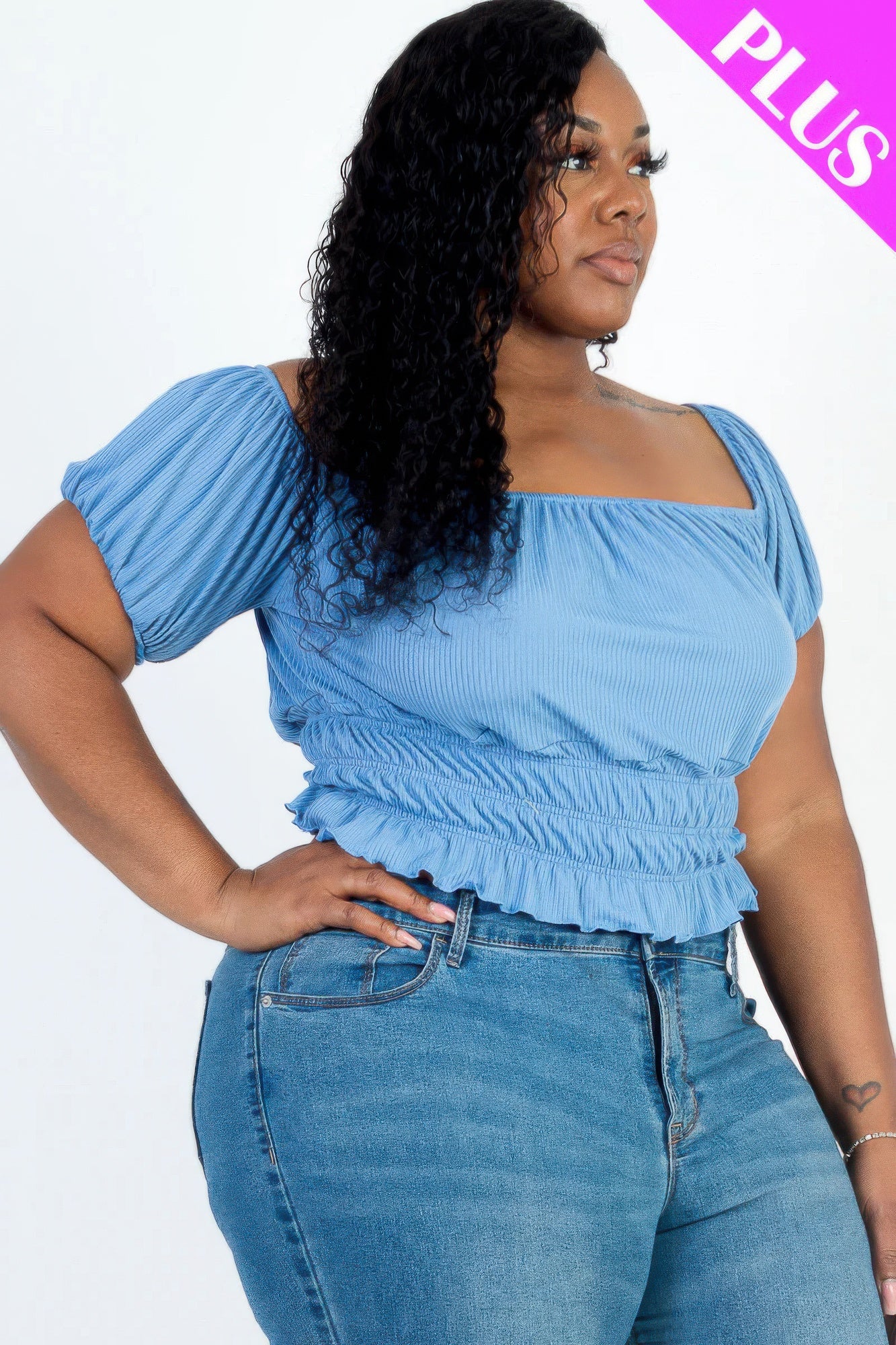 Casual Ruched Ribbed Knit Solid Top