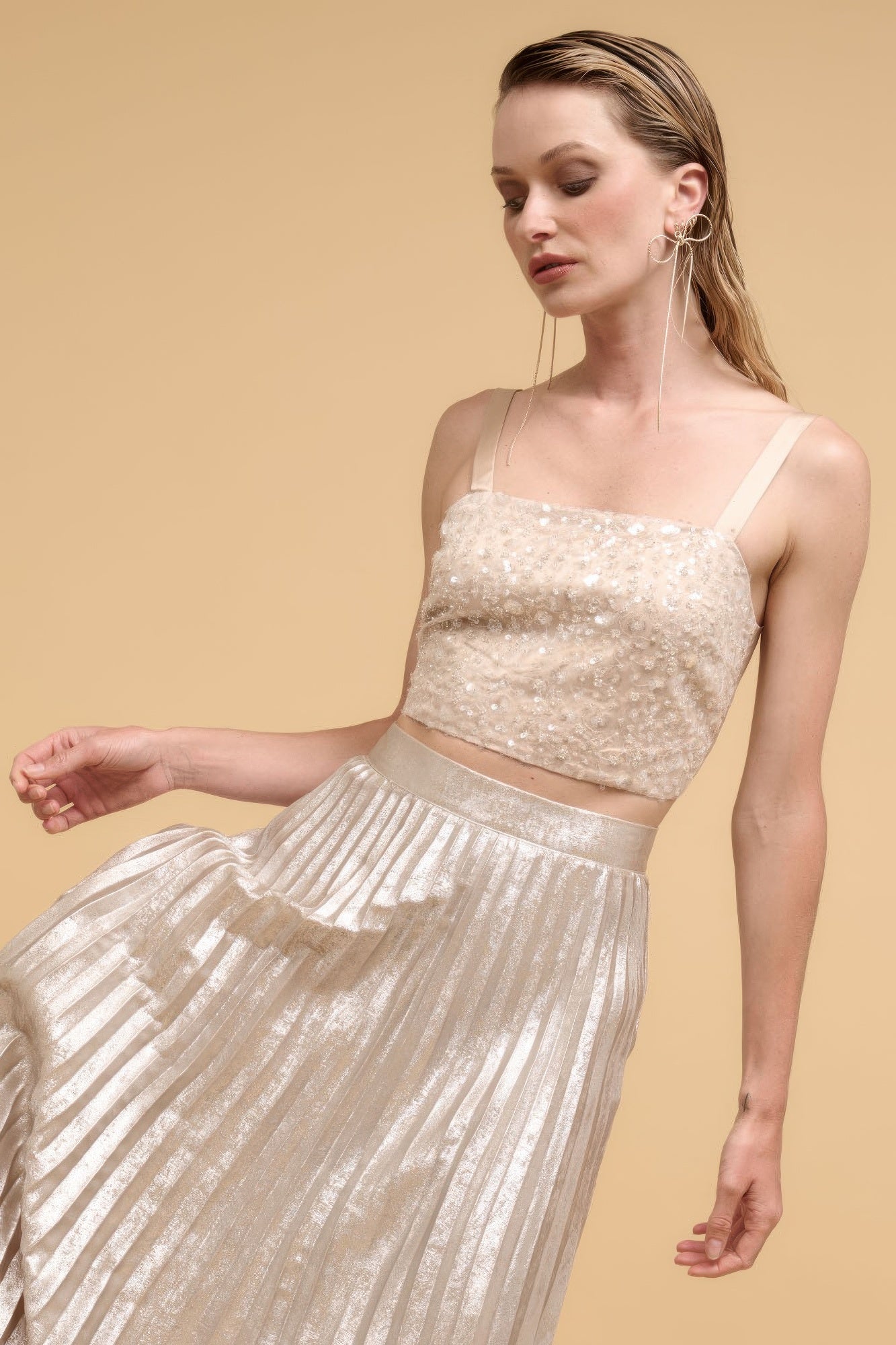 Floral Sequins Crop Top
