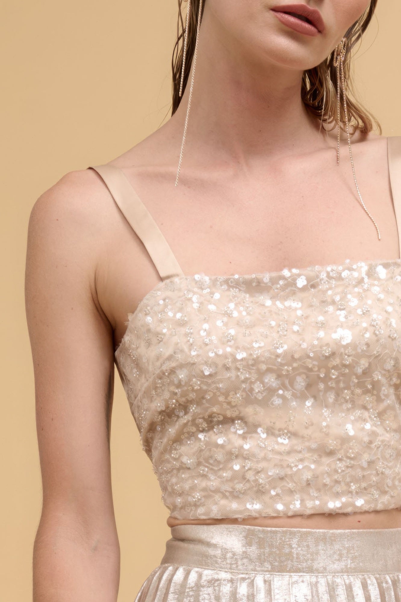 Floral Sequins Crop Top