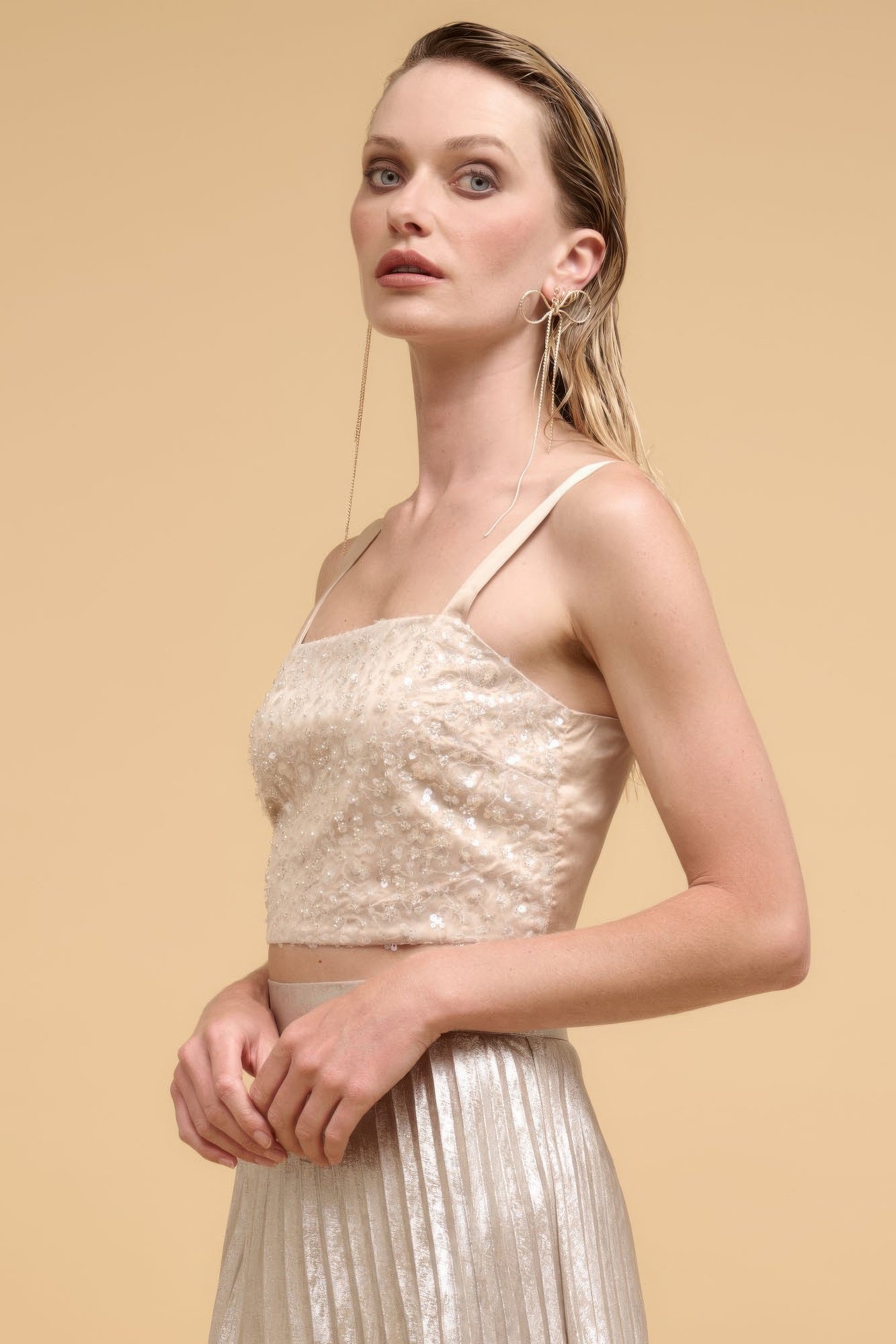 Floral Sequins Crop Top