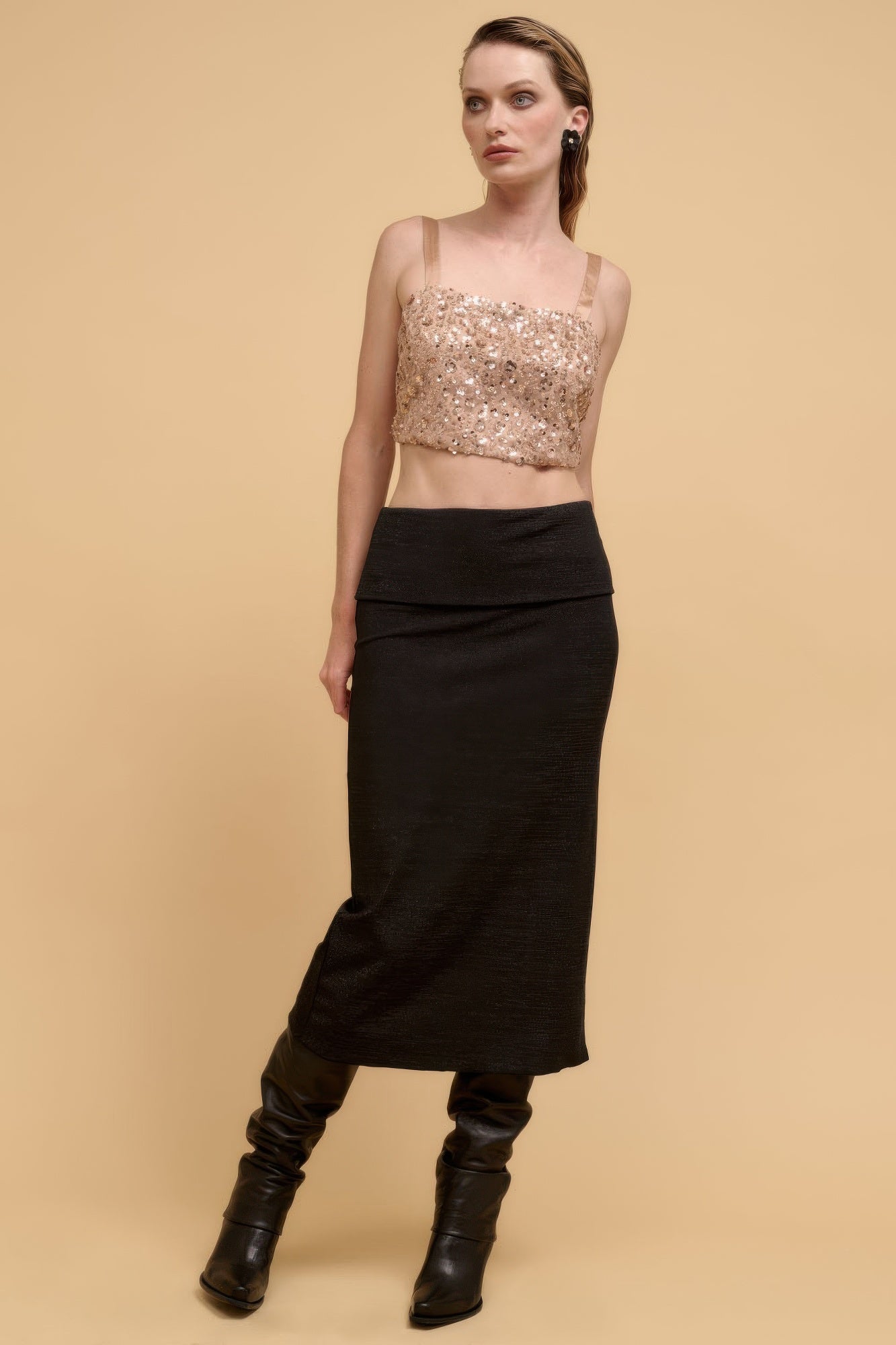 Floral Sequins Crop Top