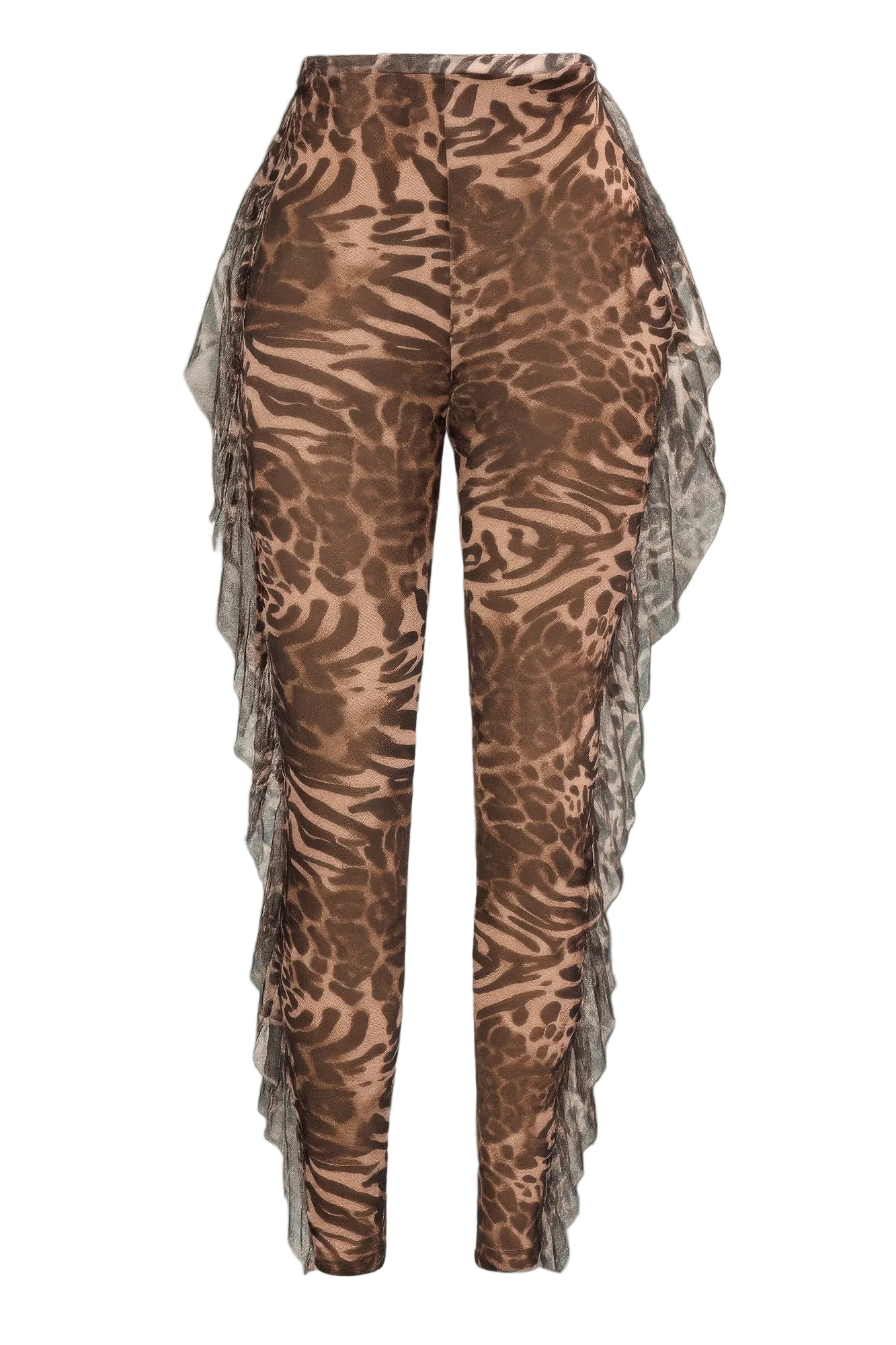 Leopard Side Ruffle Printed Pants