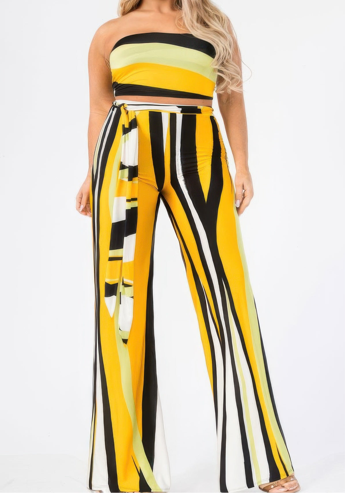 Colorblock Stripe 2 Piece Pants Set