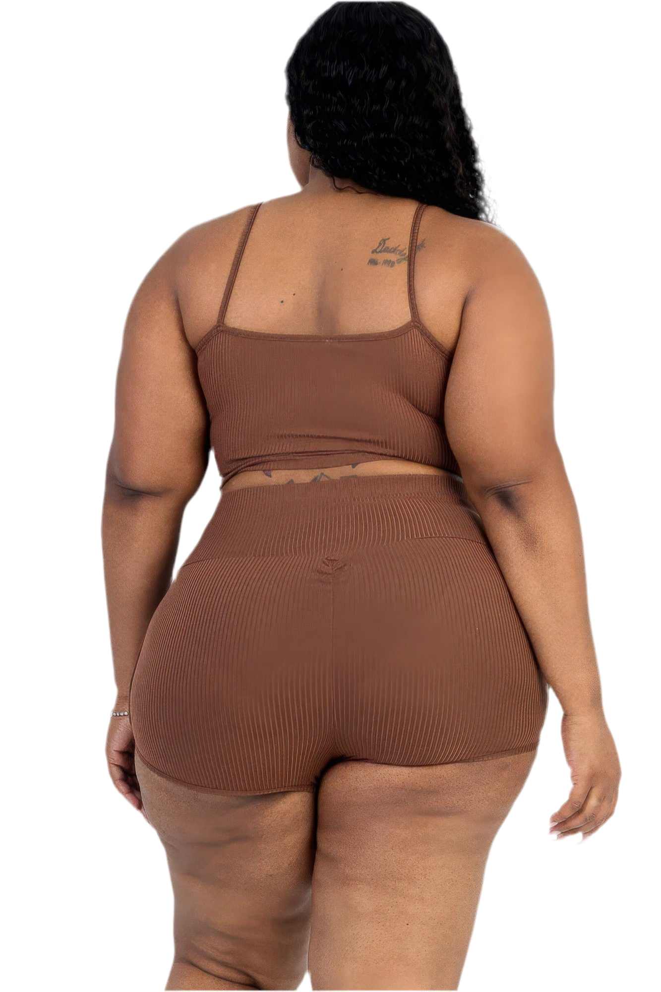 Ribbed Cami Crop Top & Ruched Shorts Set