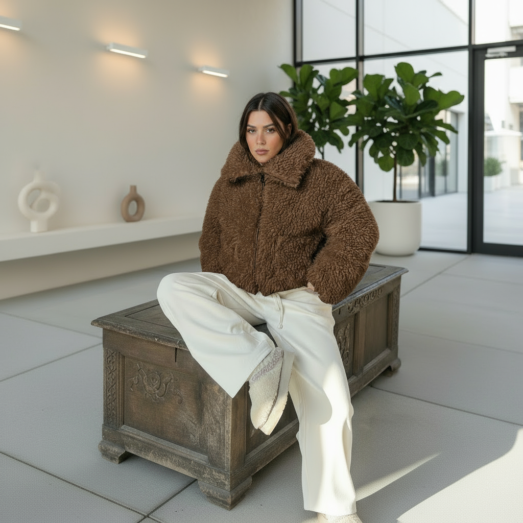 Solid Fleece Cropped Cozy Fuzzy Fur Jacket