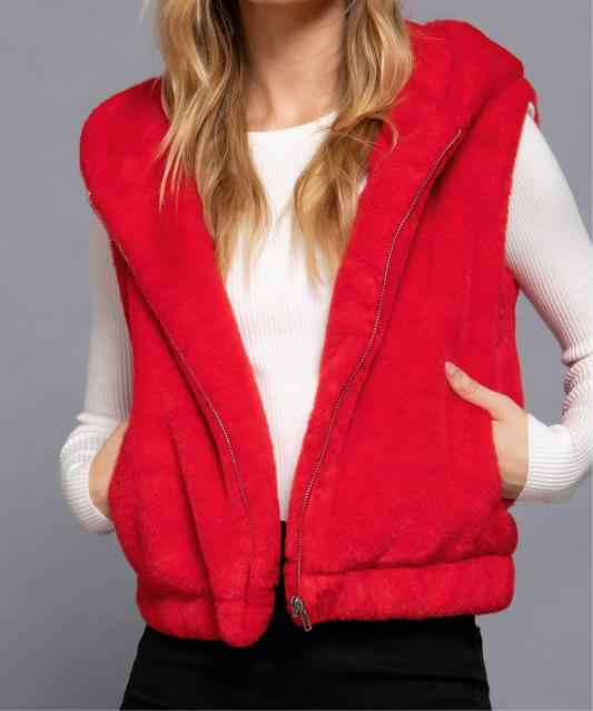 Hoodie Faux Fur Vest