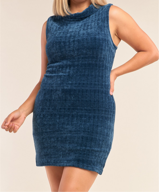 Sleeveless Ribbed Knit Mini Dress