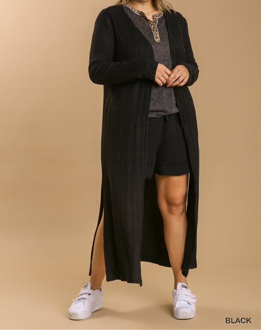 Open Front Long Body Cardigan