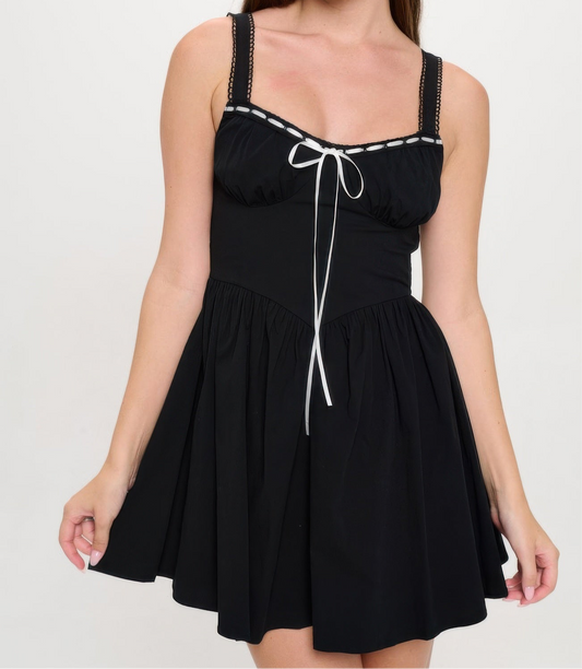 Front Ribbon Tie Bustier Dress