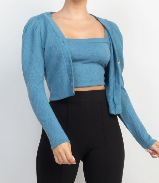 Geometric Cami Blazer Top Set