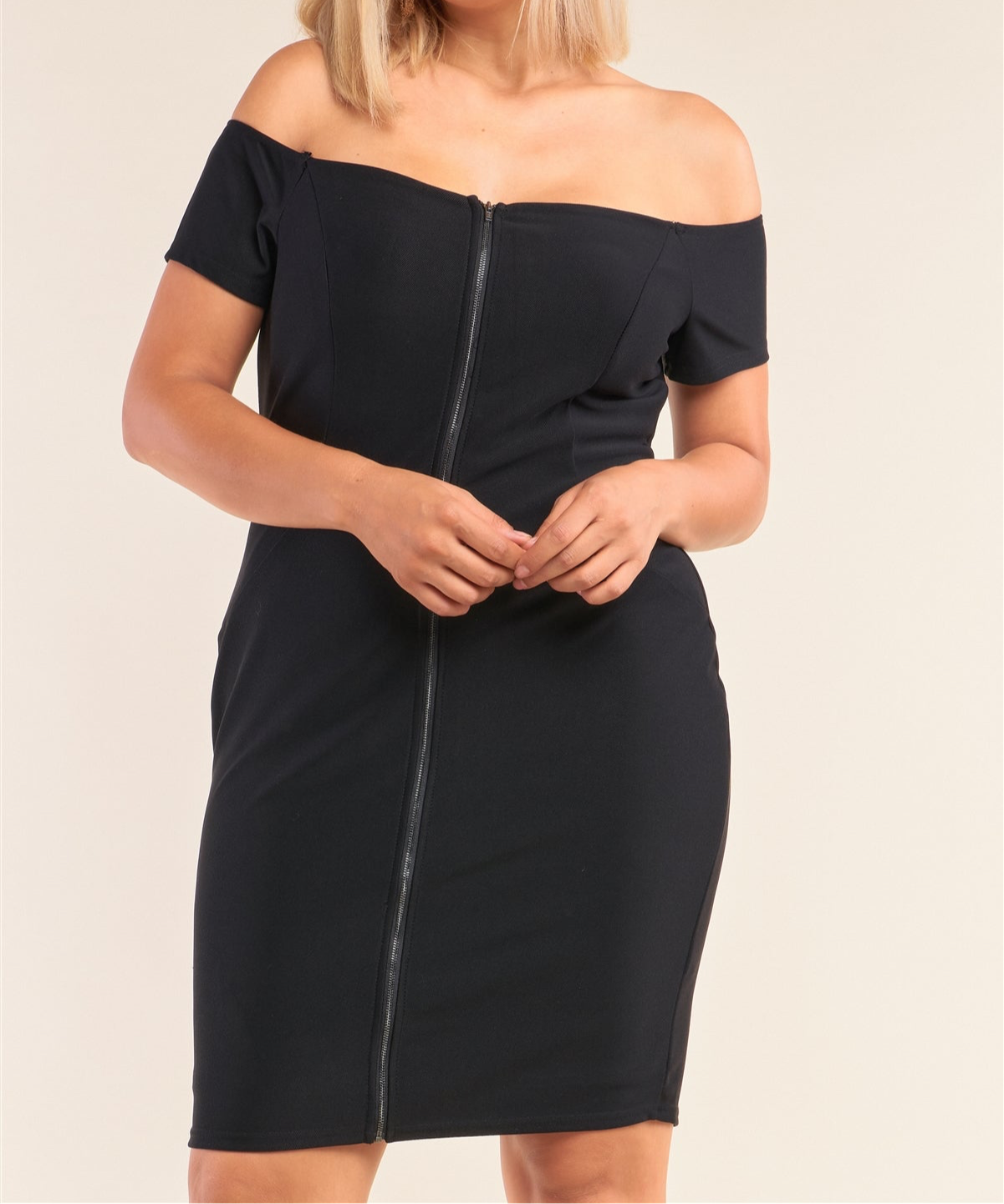 Fitted Off-the-shoulder Bodycon Mini Dress