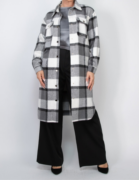 Plaid Buttoned Shacket Coat