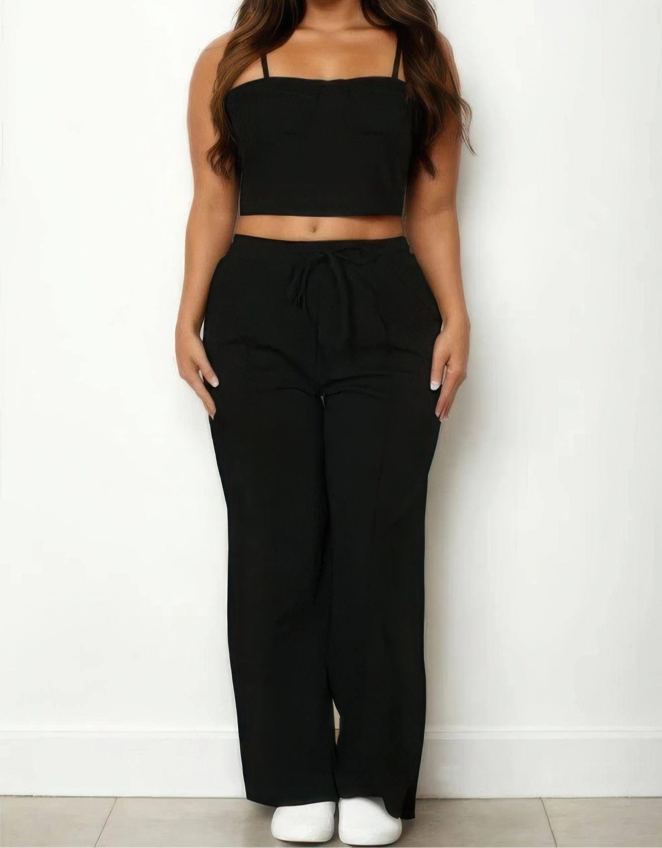 Bustier Crop Cami Top & Slant Pocket Straight Pants