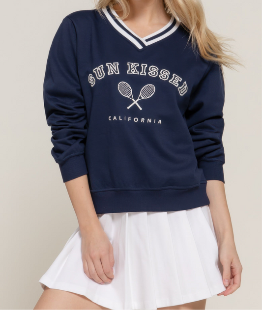 Long Slv Embroidered Sweatshirt