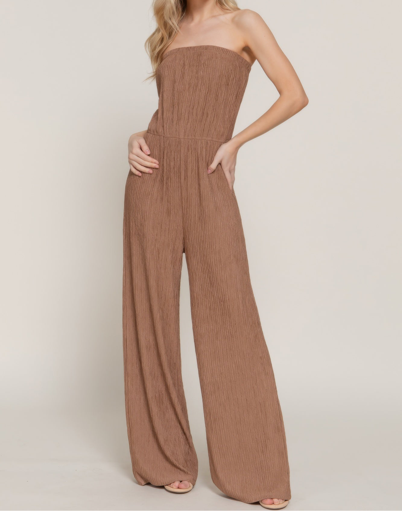 Crinkle Knit Tube Jumpsuit