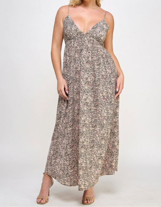 Floral Maxi Dress With Tie Back