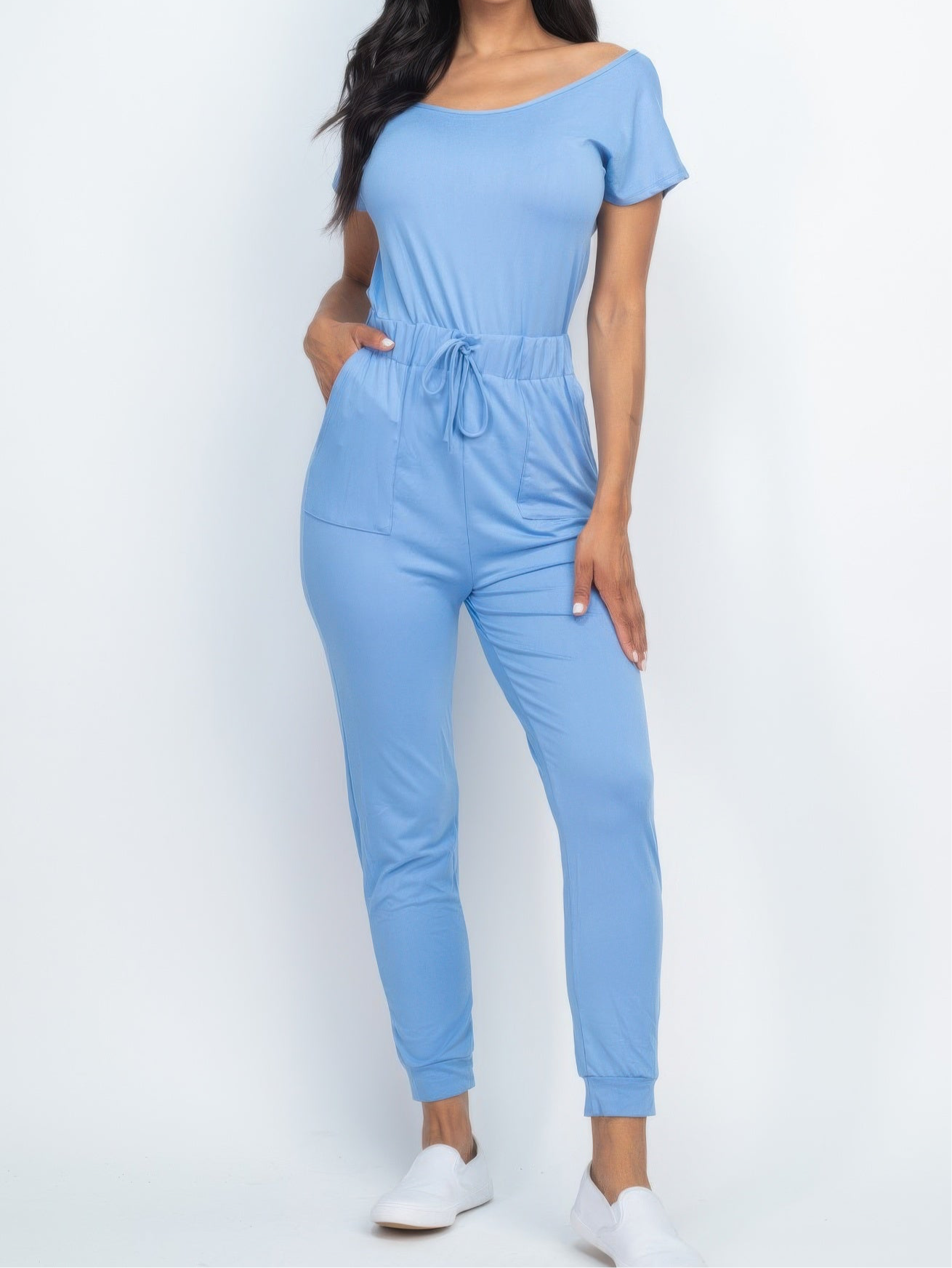 Two-way Shoulder Drawstring Jumpsuit