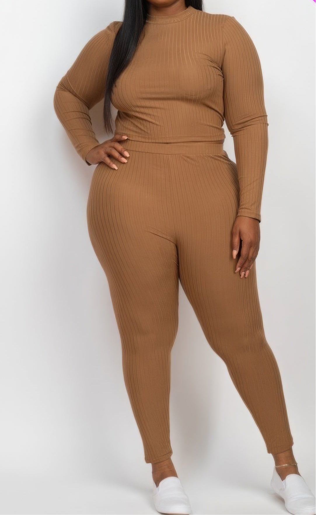 Ribbed Mock Neck Top & Leggings Set