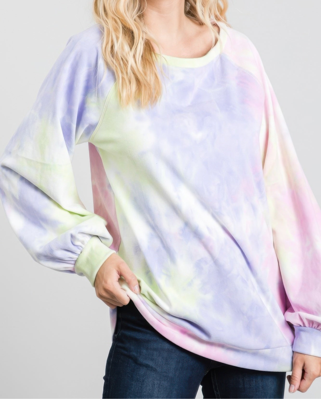 Tie-dye Puff Long Sleeve Top