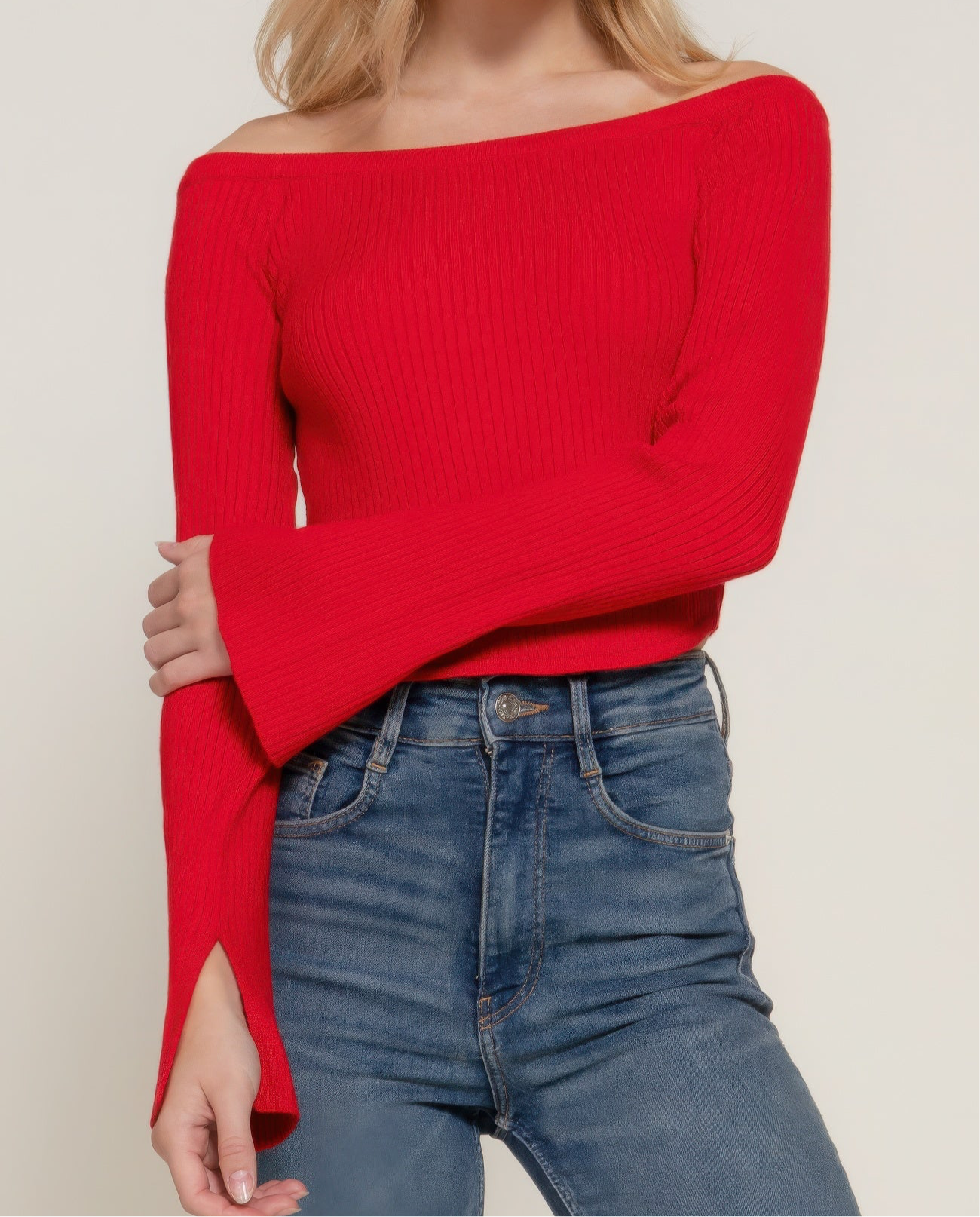 Long Flare slv Off Shoulder Sweater