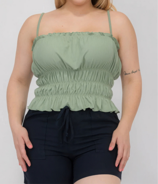 Tiered Shirred Body Crop Top