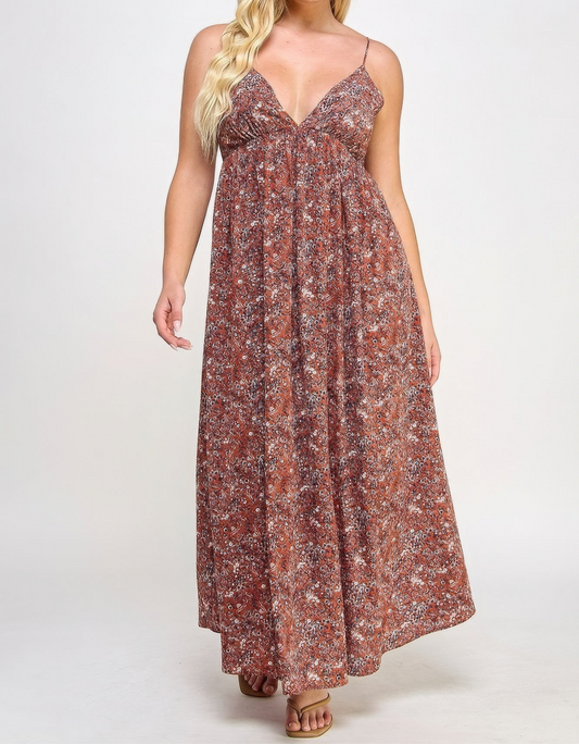 Floral Maxi Dress With Tie Back