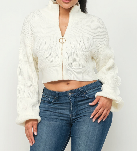 Sweater Top W/ Front Zipper