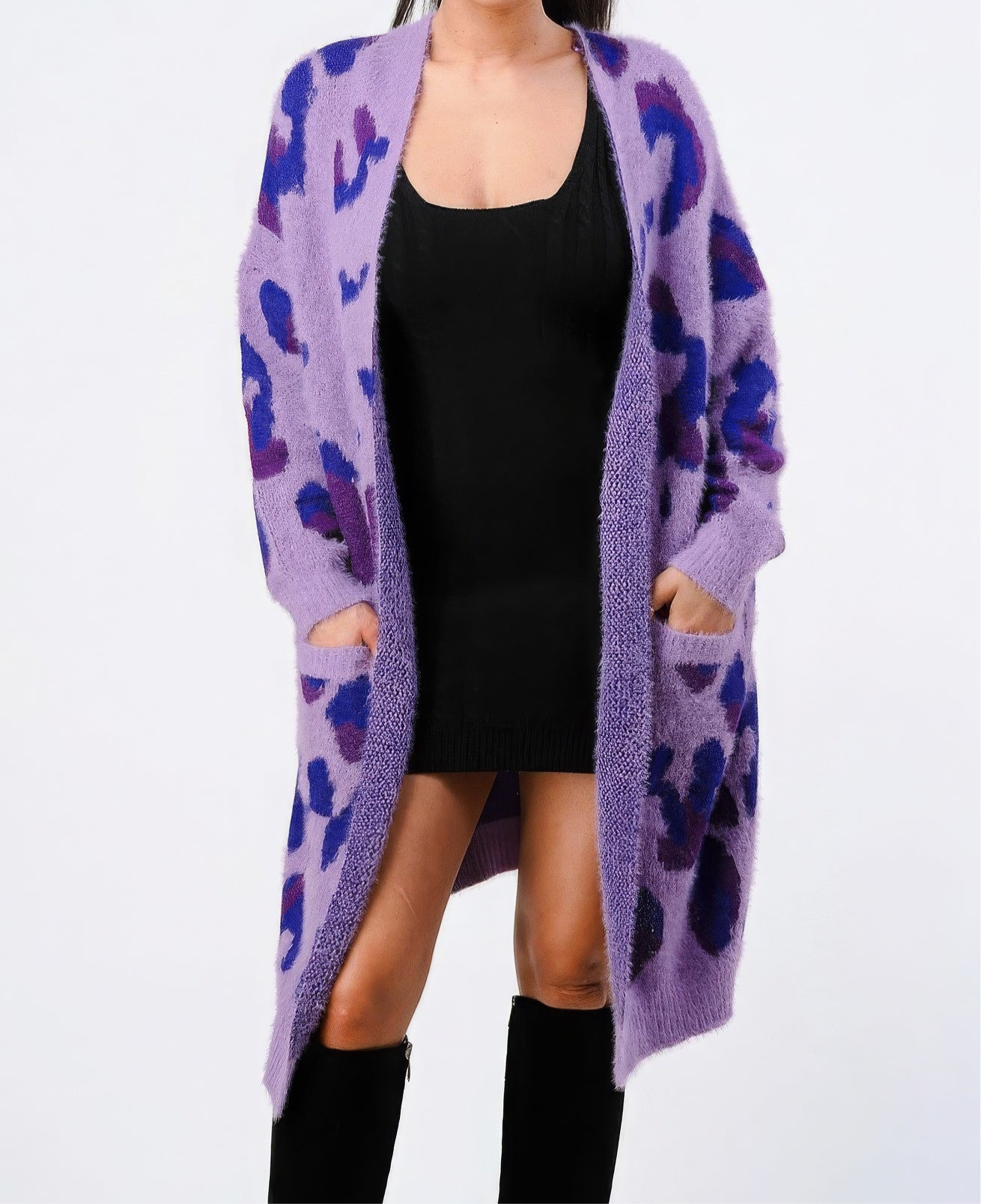 Leopard Angora Sweater Cardigan